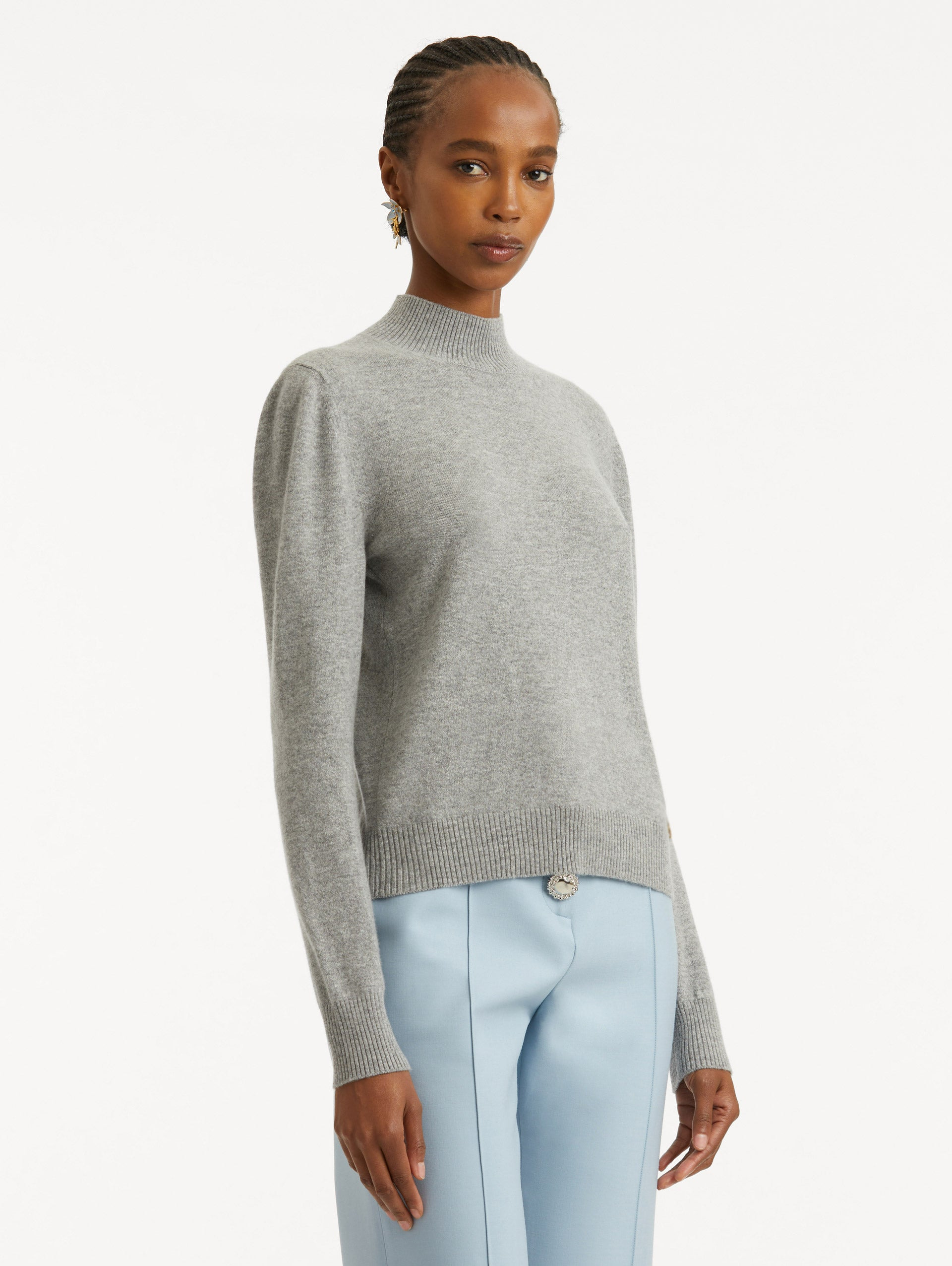 O FLOWER WOOL PULLOVER WITH SCARF - 5