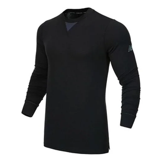 New Balance Men's New Balance Round Neck Forked Long Sleeves Black MT13290-BK - 1
