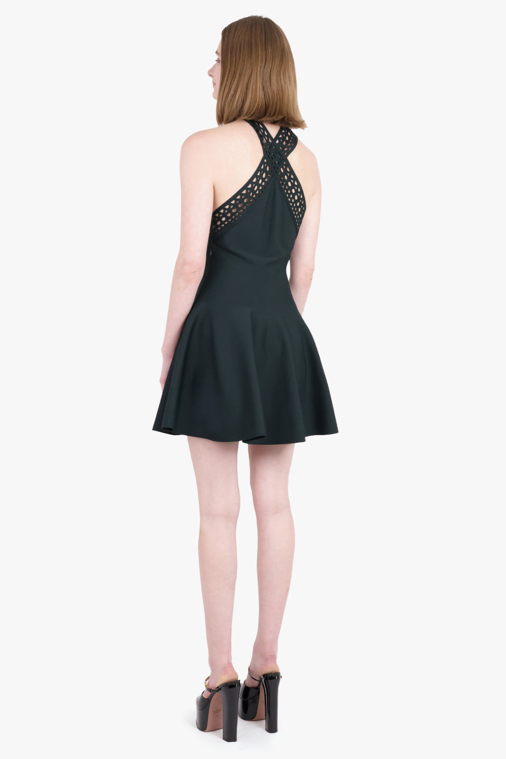 VIENNE SKATER CROSSOVER DRESS | DARK GREEN - 3