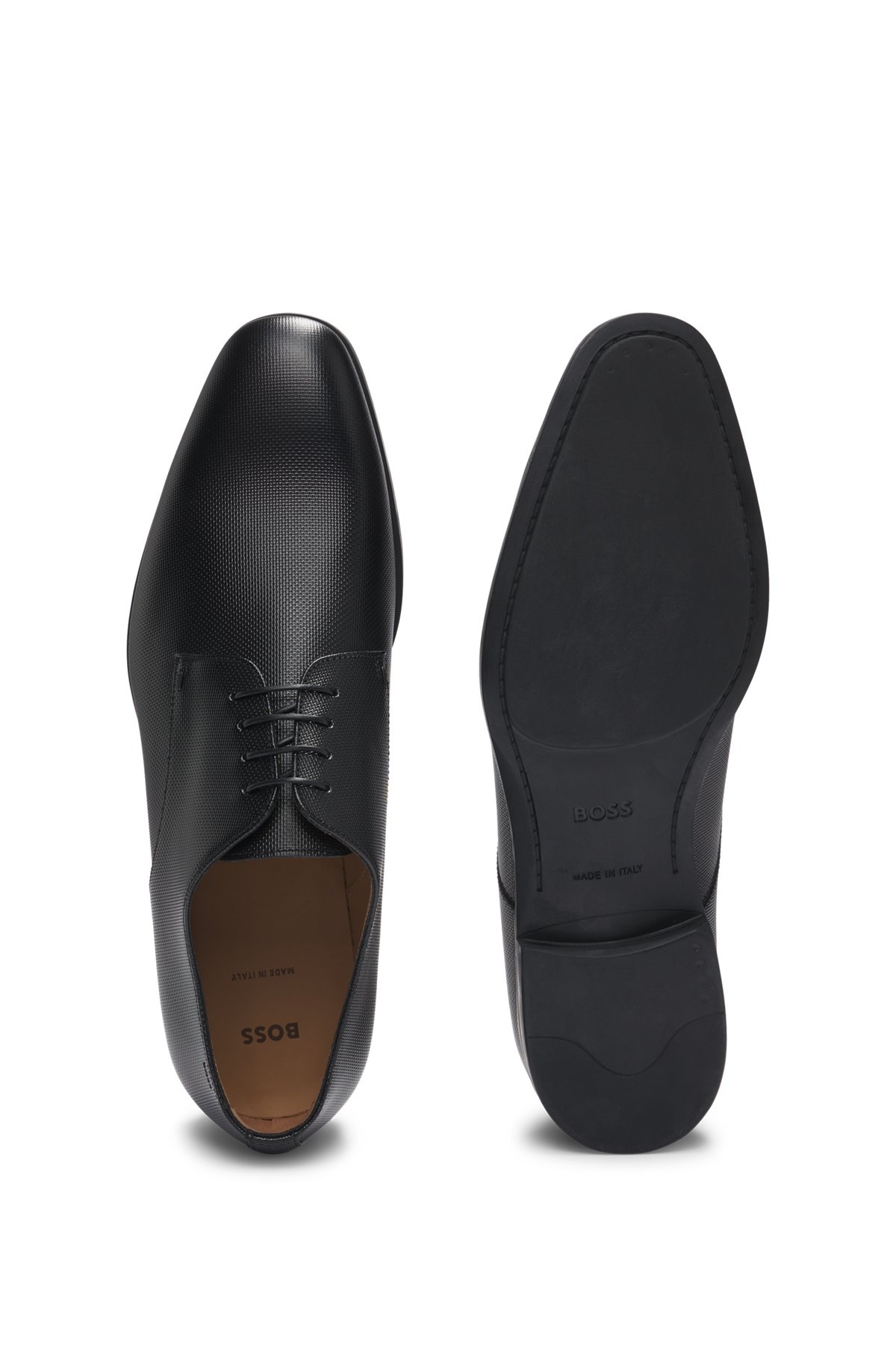 DERBY SHOES IN STRUCTURED LEATHER WITH PADDED INSOLE - 4