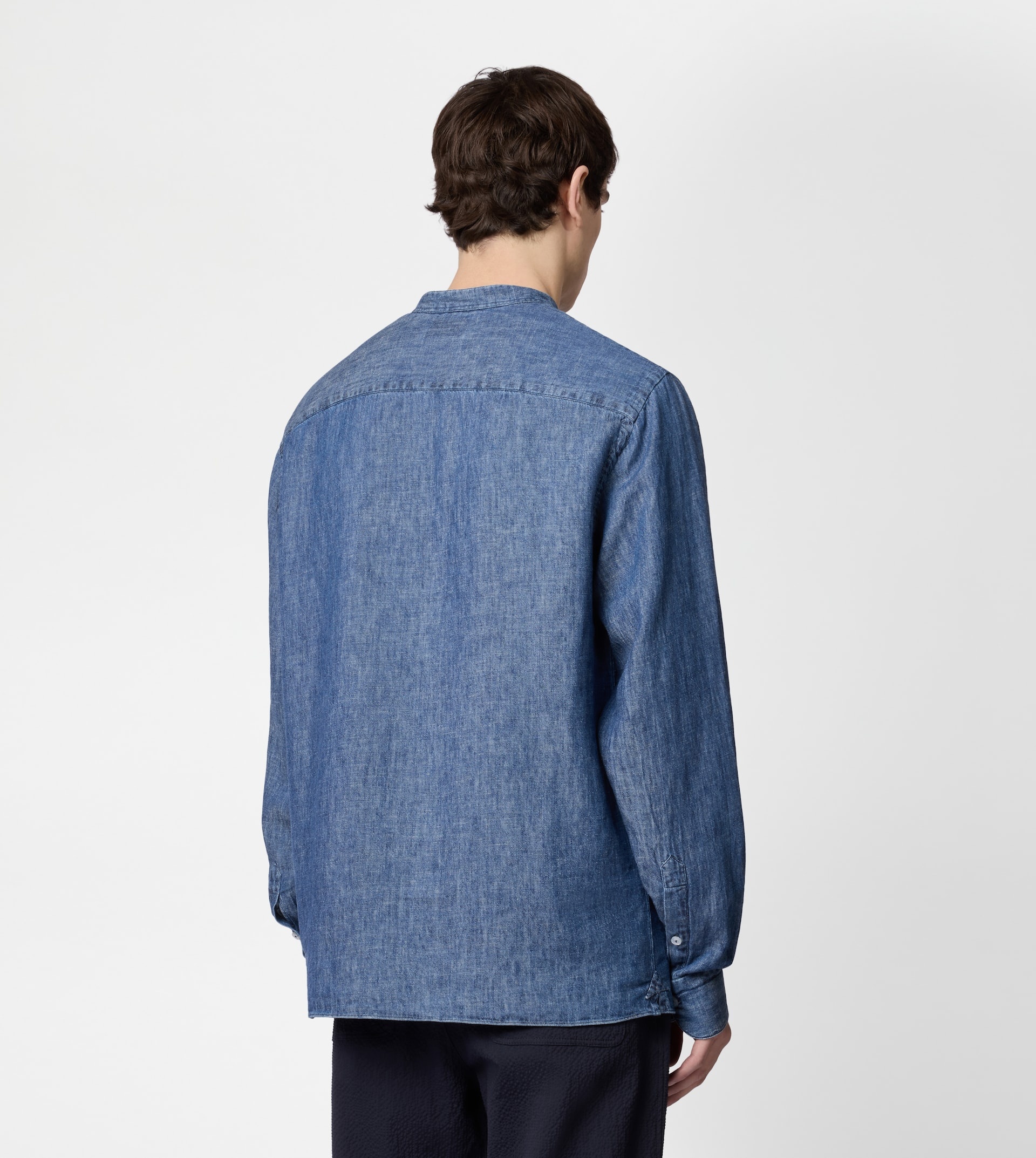 LINEN BLEND POLO SHIRT - BLUE - 4