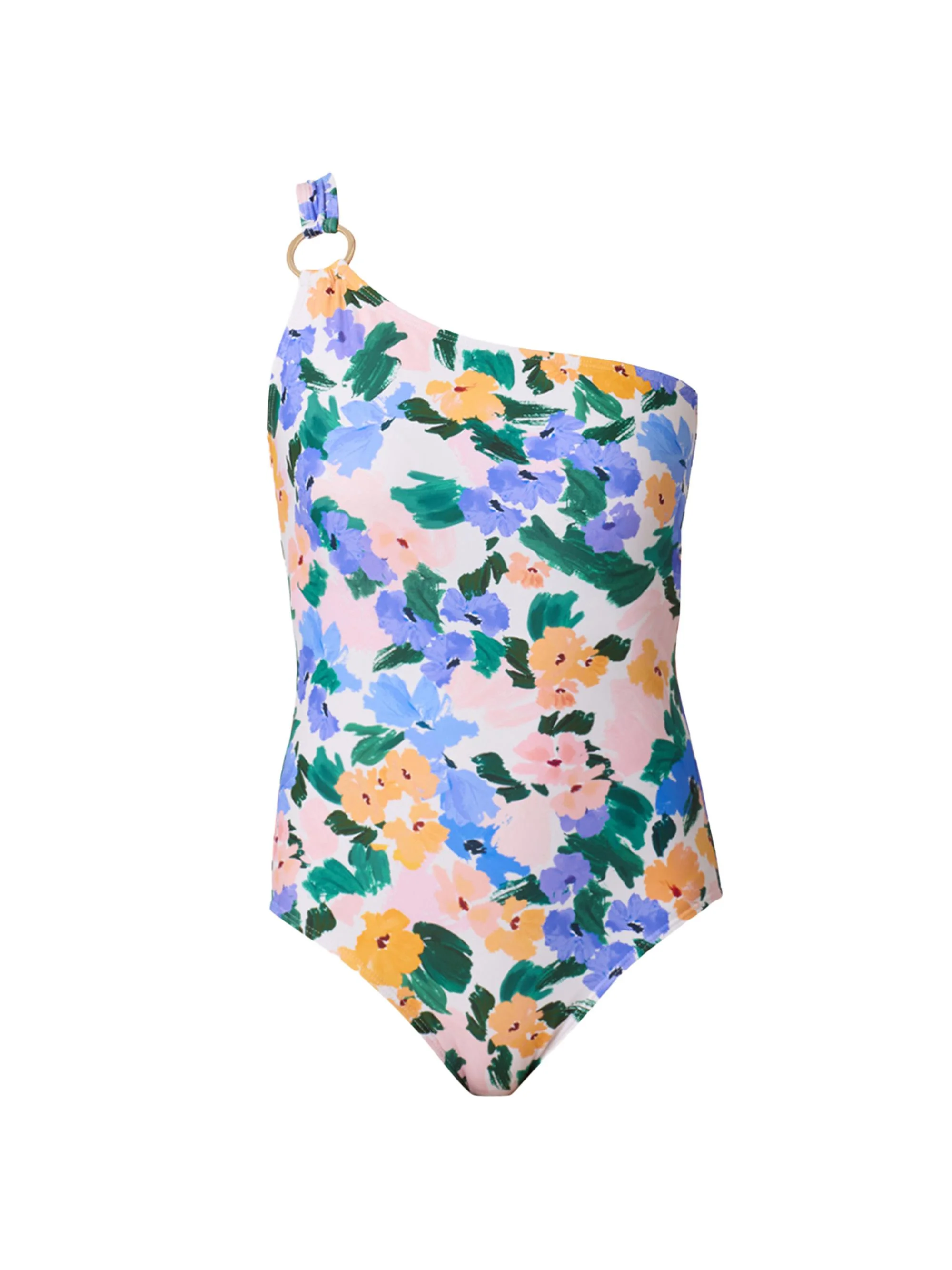 Women's Floral One-Shoulder One-Piece Swimsuit - Multi - 1