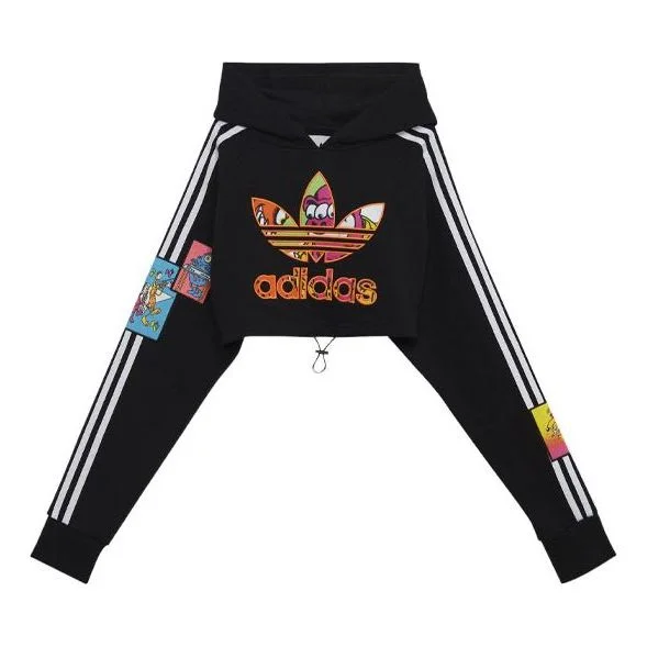 (WMNS) adidas Originals x Jeremy Scott Cropped Hoodie 'Black Red' H53361 - 1