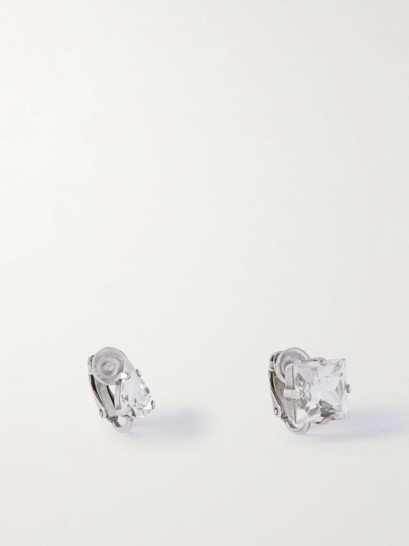 Silver-Tone Crystal Clip Earrings 1