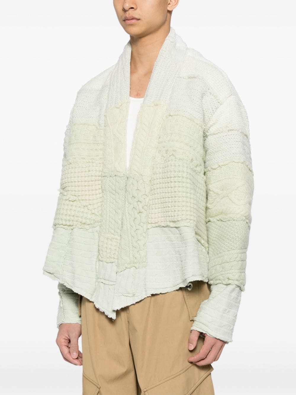 patchwork-knit wool jacket - 3