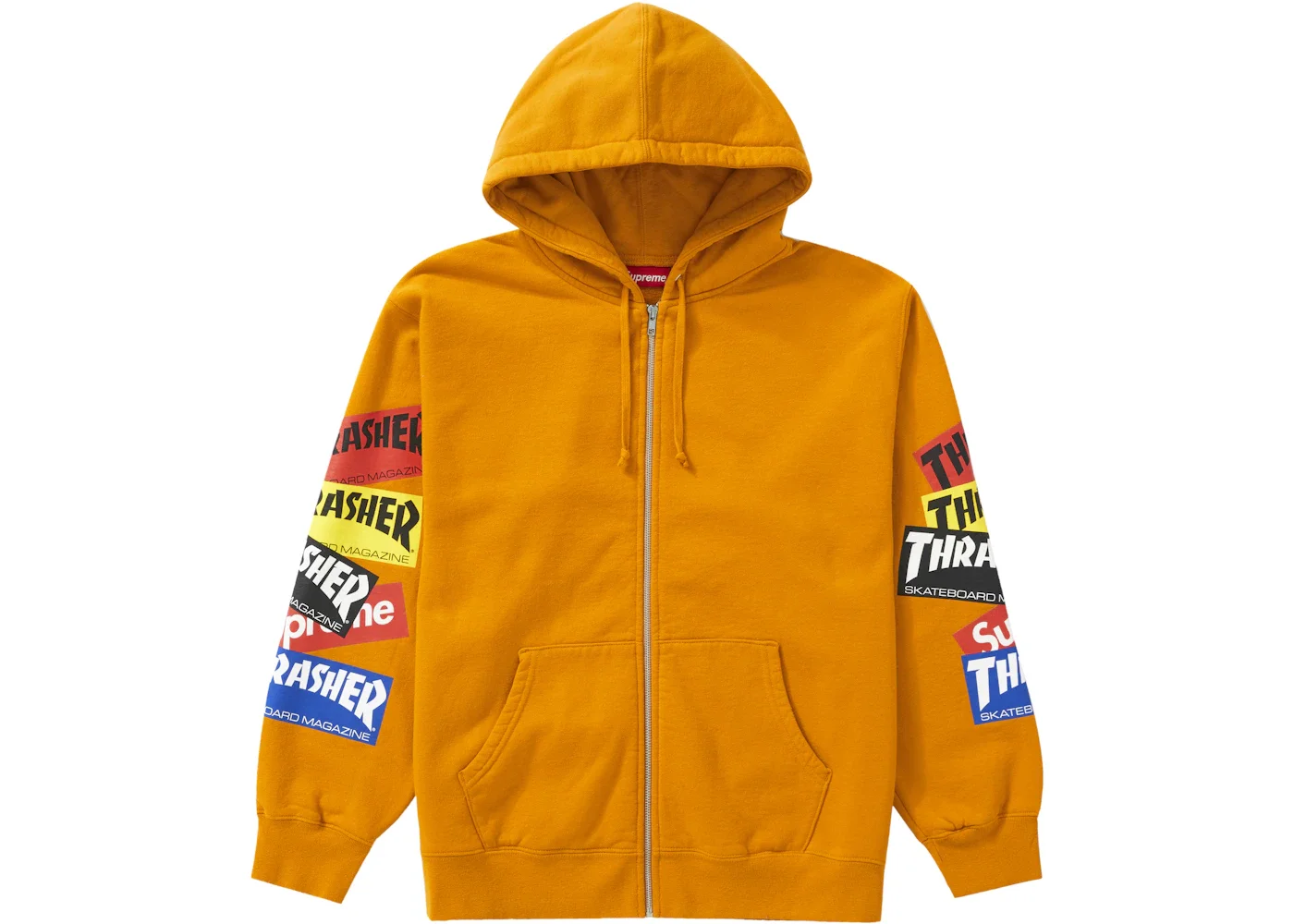 Supreme Thrasher Multi Logo Zip Up Hooded Sweatshirt Gold - 1