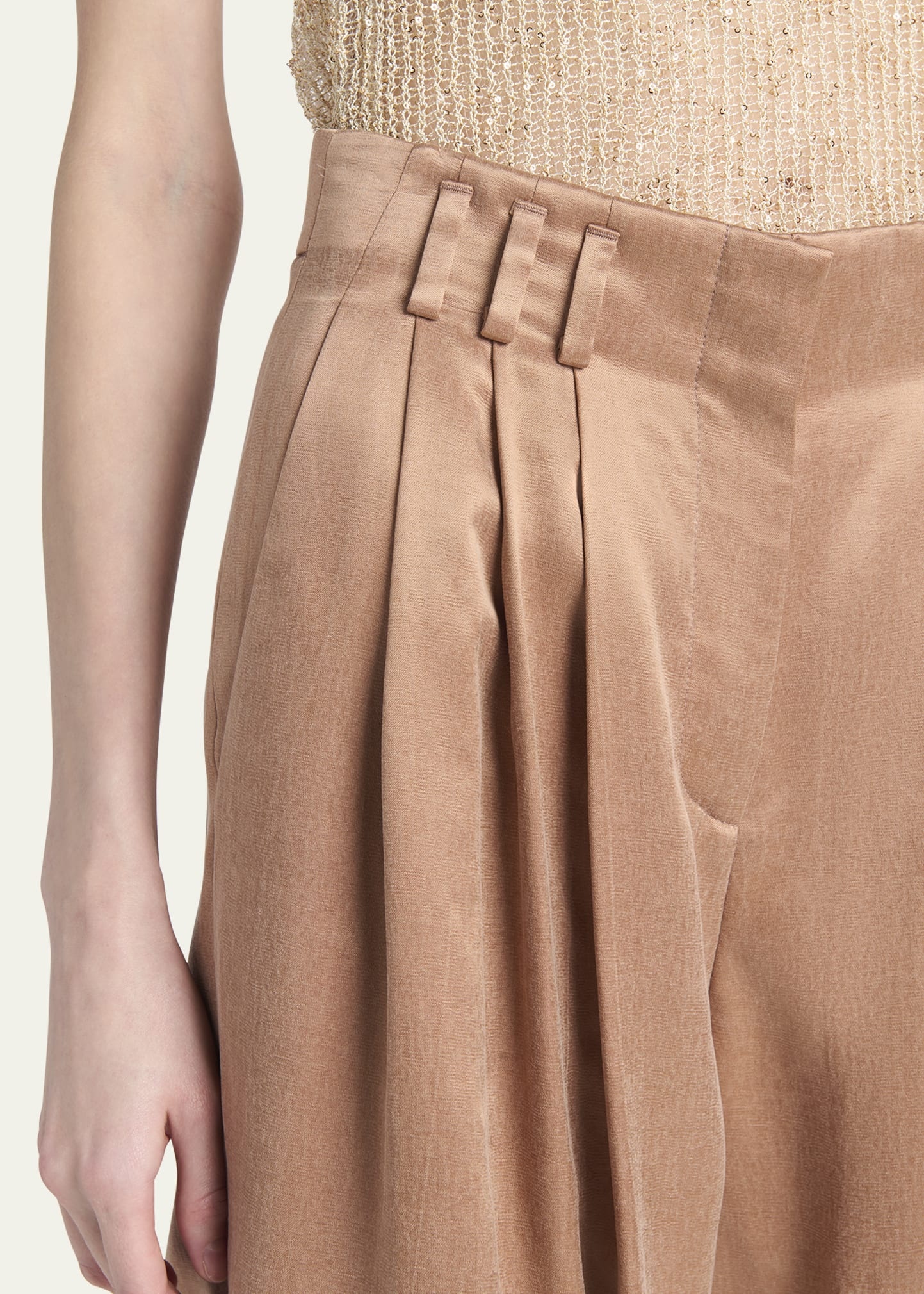 Pleated Bubble Viscose Shorts - 5