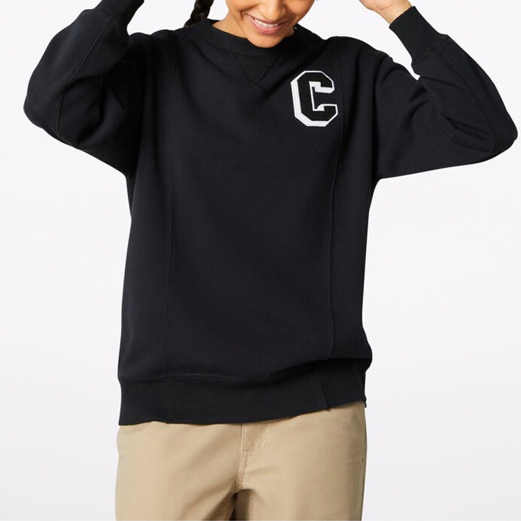 (WMNS) Converse Elevated Fleece Sweatshirt 'Black' 10019109-A01 - 2