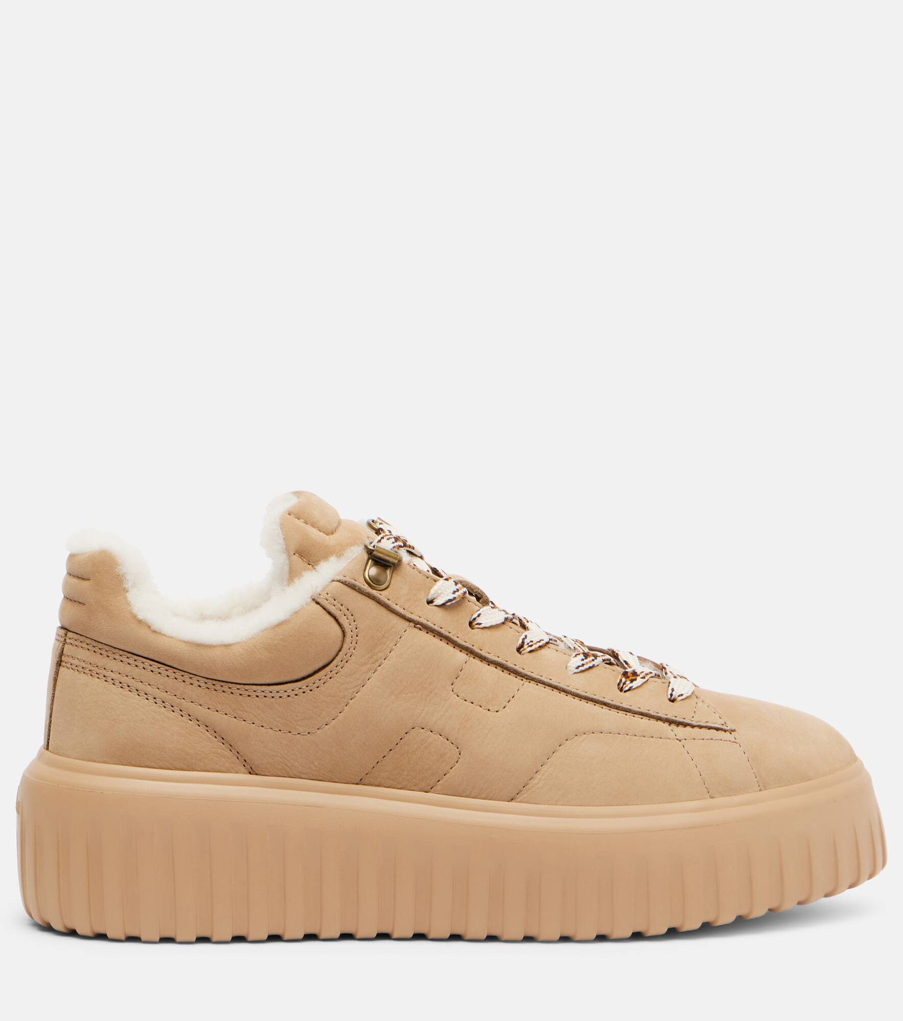 H-Stripes shearling-lined suede sneakers - 4