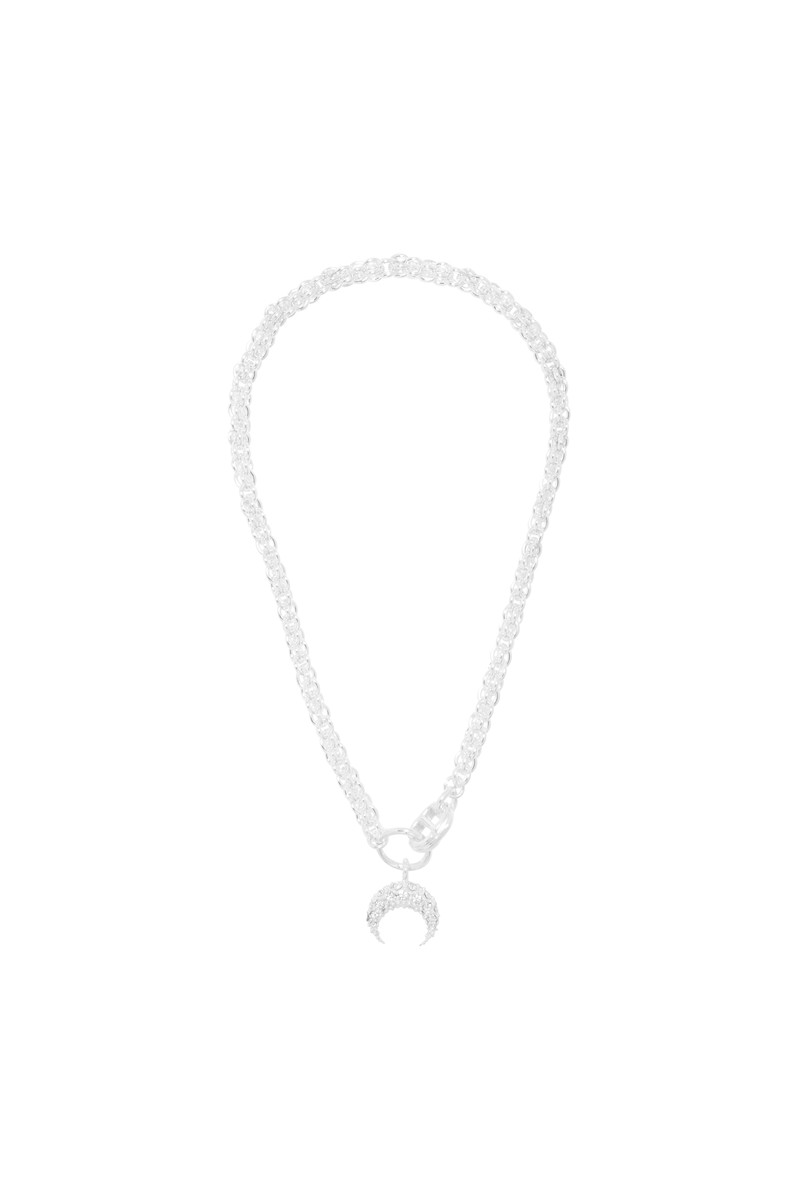 Rhinestone Silver Plated Moon Braided Chain 1