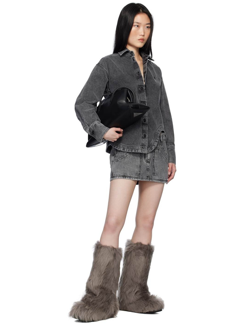 THE ATTICO Black Faded Denim Miniskirt outlook
