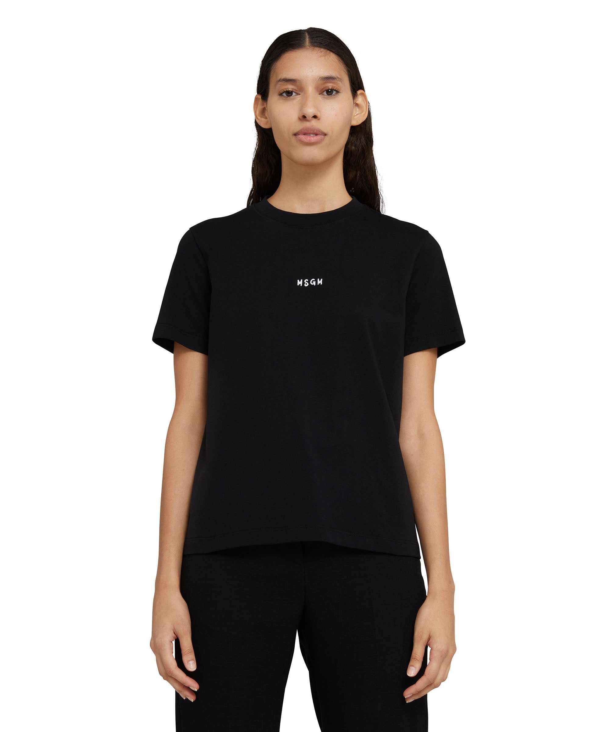 Cotton crewneck t-shirt with MSGM micro logo - 2