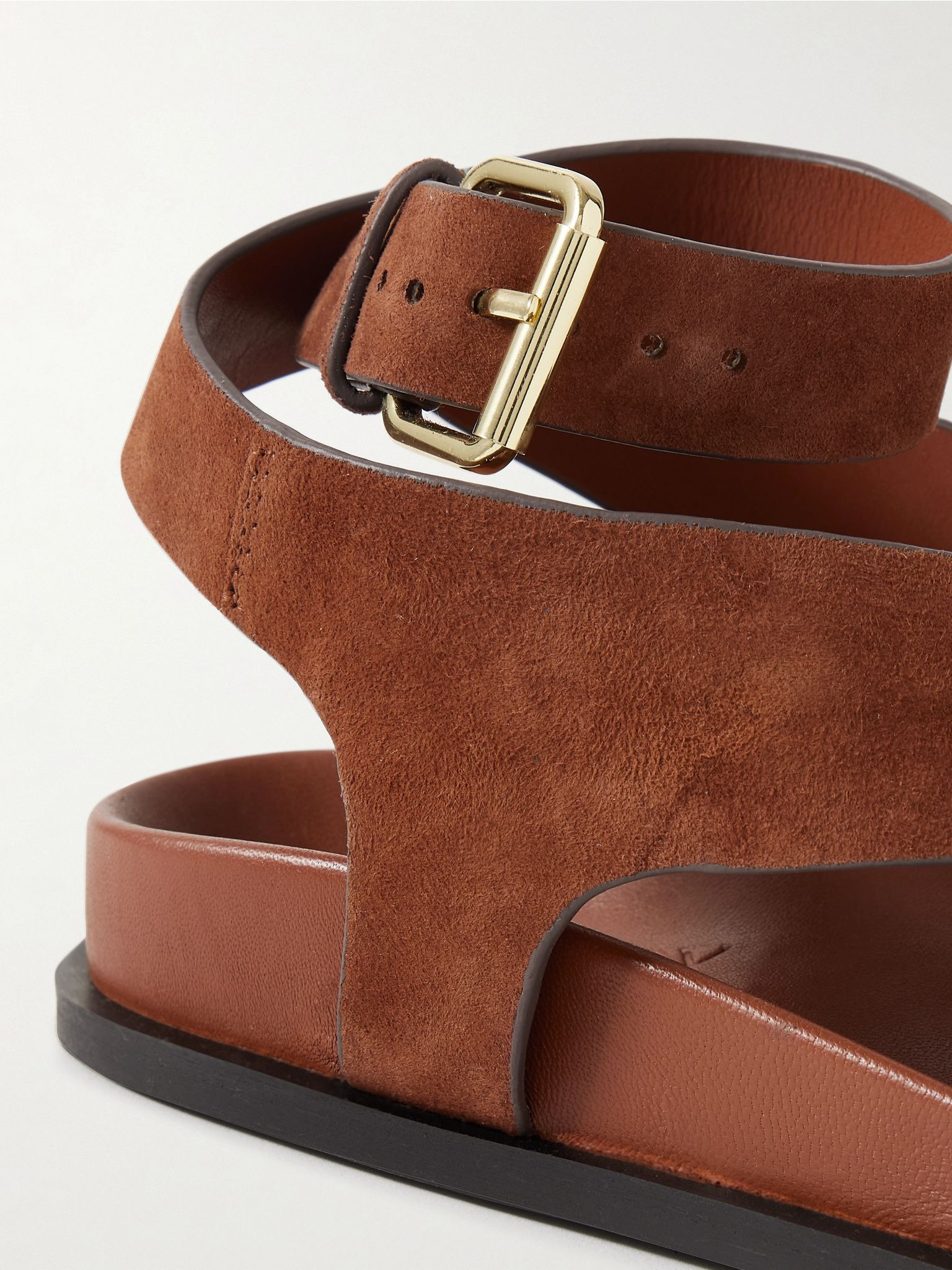 Jalen suede and leather sandals Brown - 4
