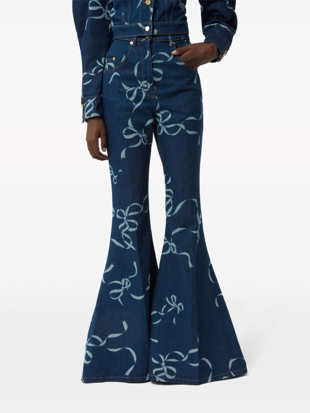 graphic-print long-length flared trousers - 4