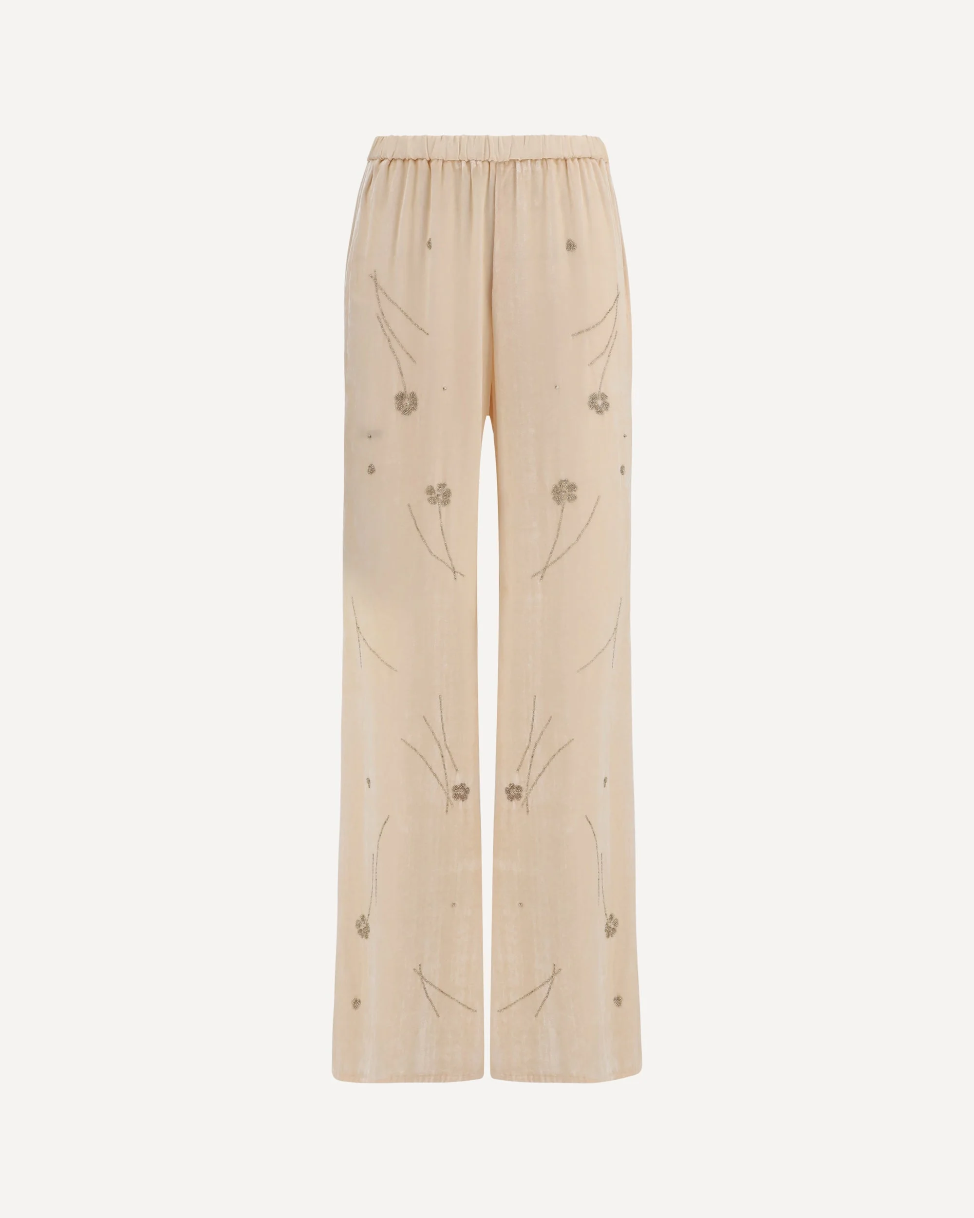 Fleurs d’Orient embroidered crushed velvet Trousers - 1