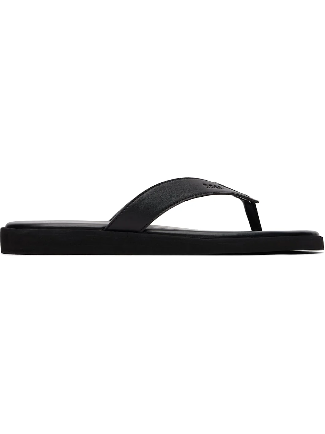 Black Embossed-Logo Flip-Flops - 1