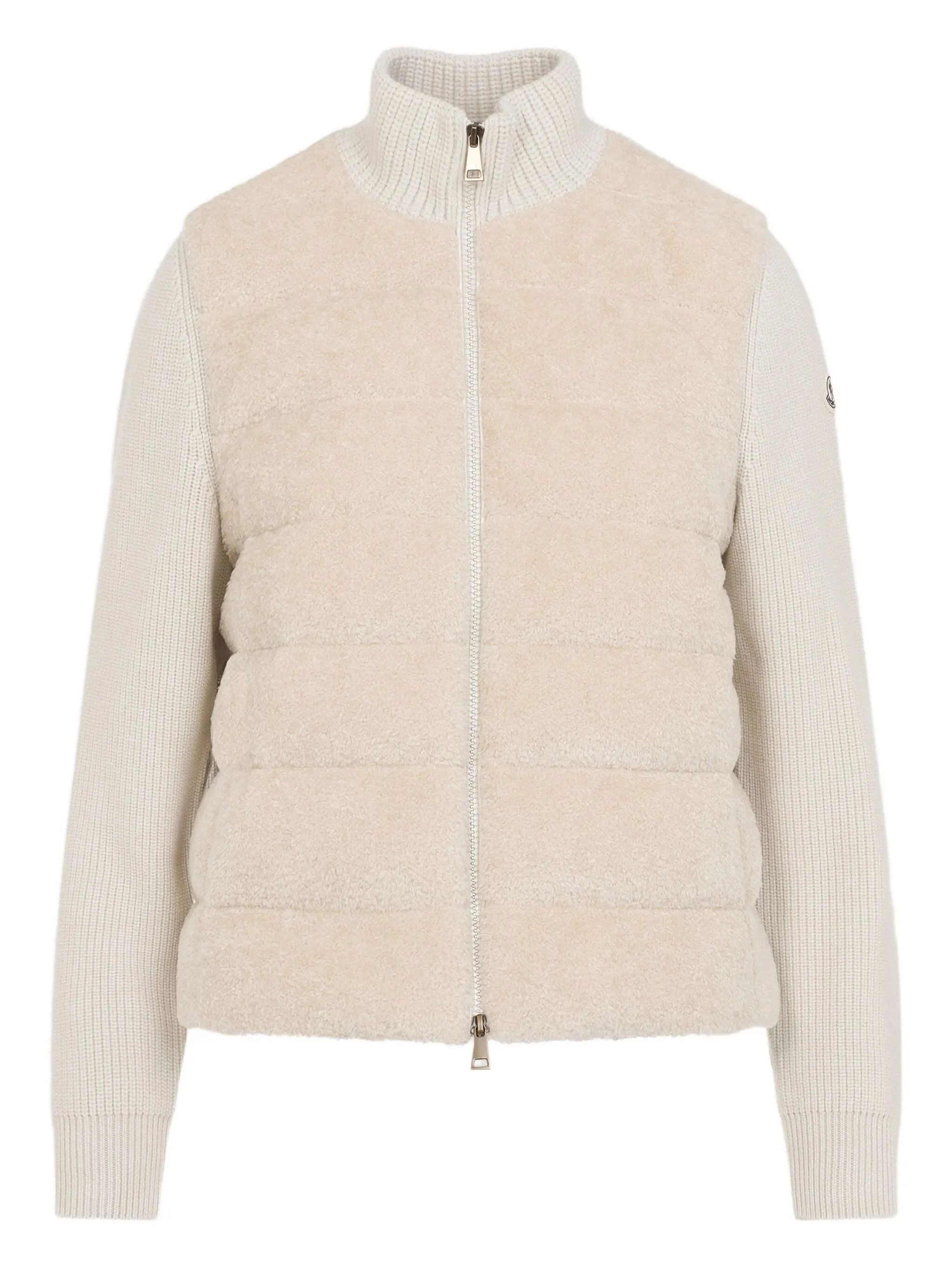 padded teddy wool zip-up cardigan - 1