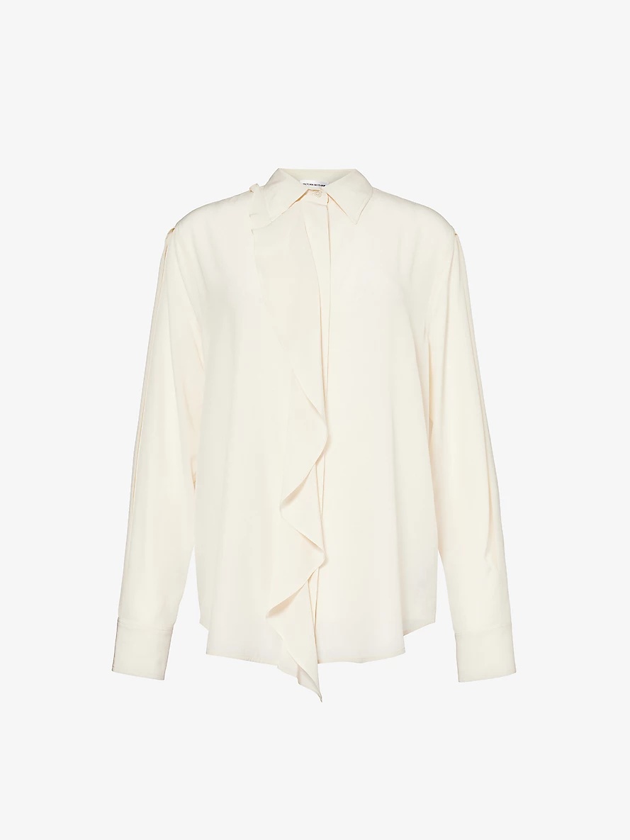 Ruffle-trim silk blouse - 1