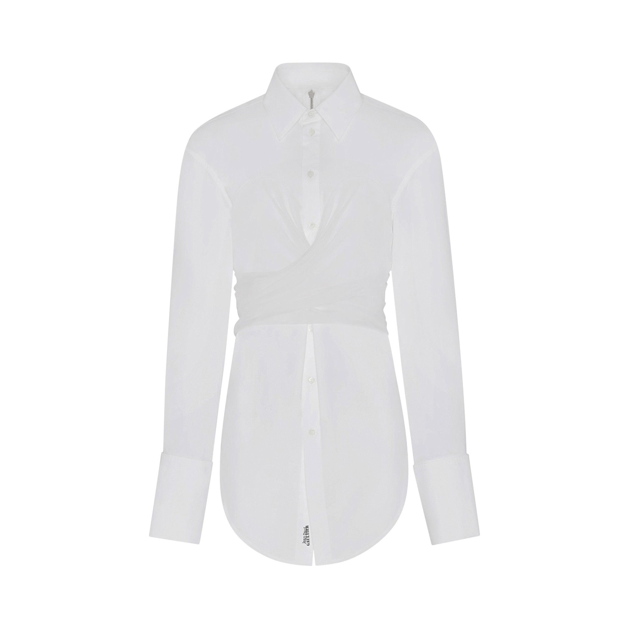 Jean Paul Gaultier Zip On Back Long Draped Shirt 'White' - 1