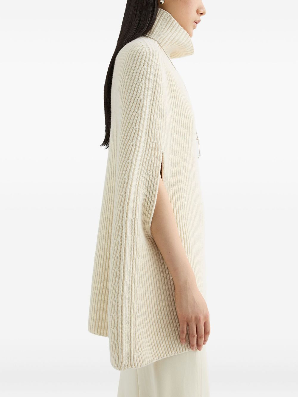 high-neck ribbed cape - 3