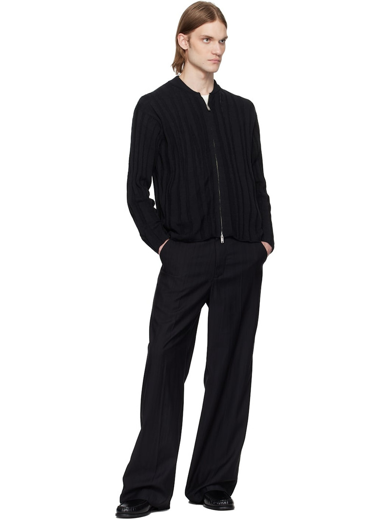 YOKE Black Roundum Rib Zip Knit Jacket outlook