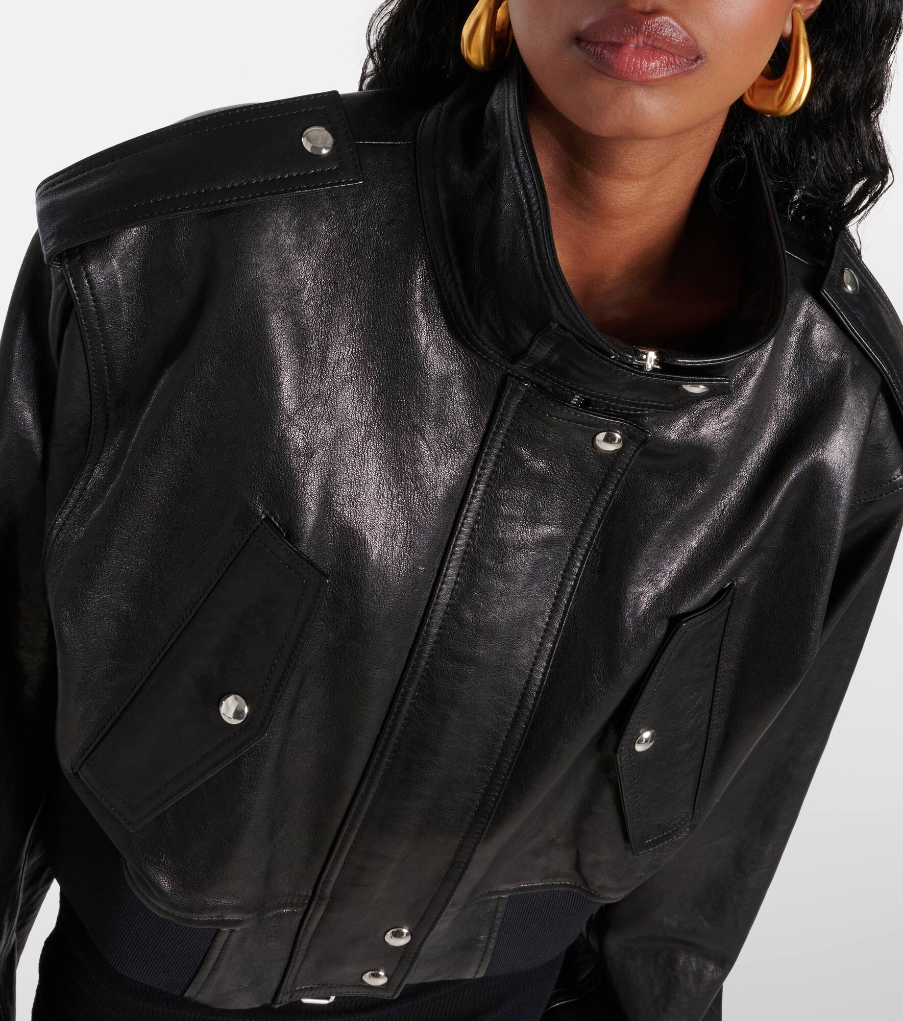 Kember cropped leather bomber jacket - 4