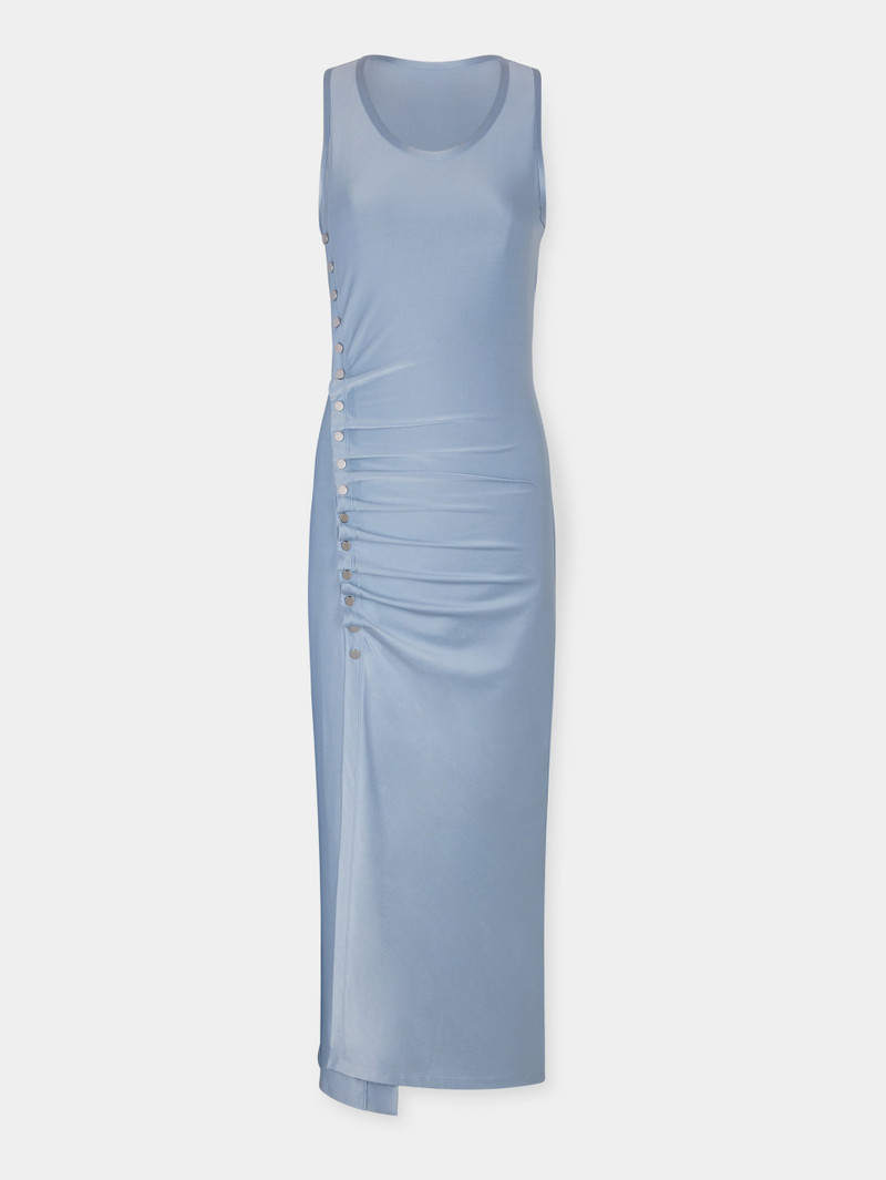 SLEEVELESS FADED BLUE DRAPPÉ PRESSION DRESS 5
