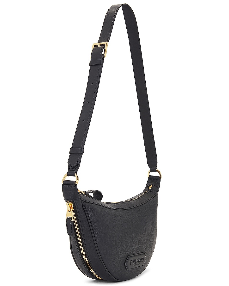 Smooth Grain Leather & Smooth Leather Zip Crescent Bag - 3