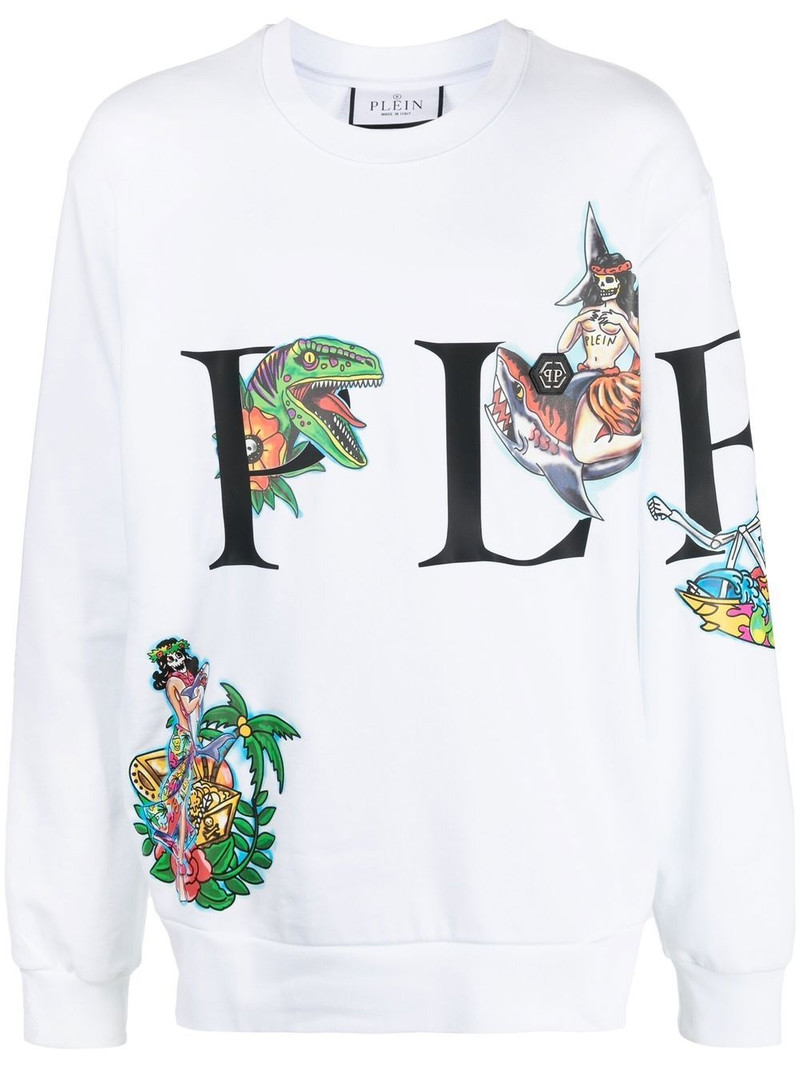 logo-print crew neck sweatshirt 1