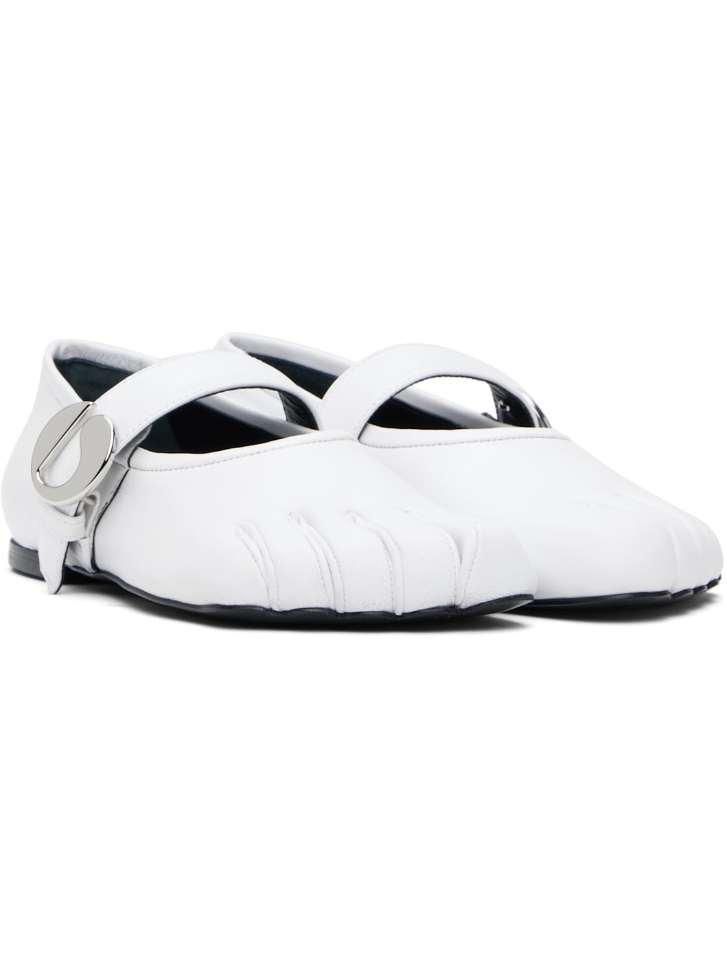 White Five-Toe Belt Ballerina Flats - 4