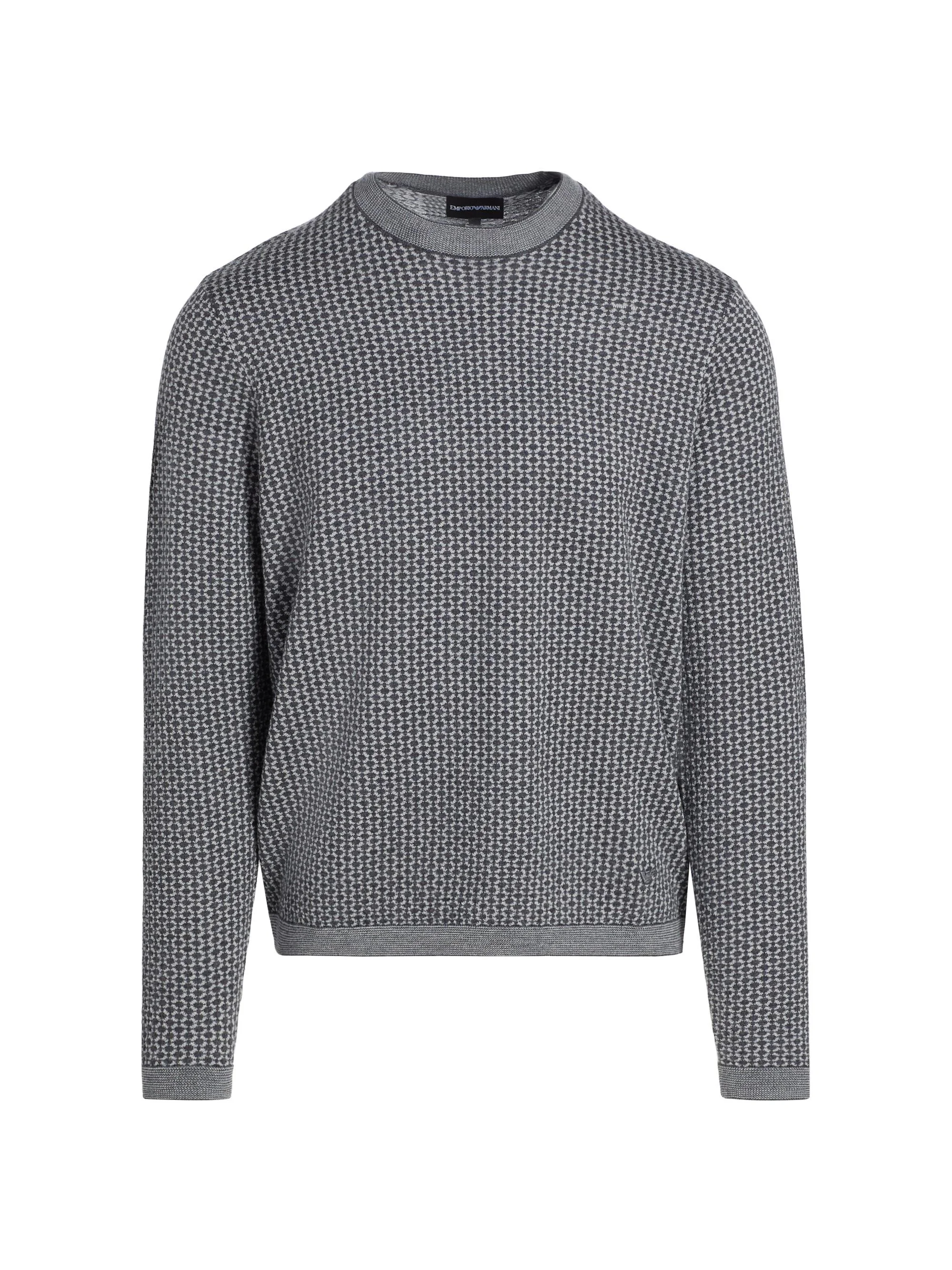 Men's Geometric Wool Crewneck Sweater - Grey - 1
