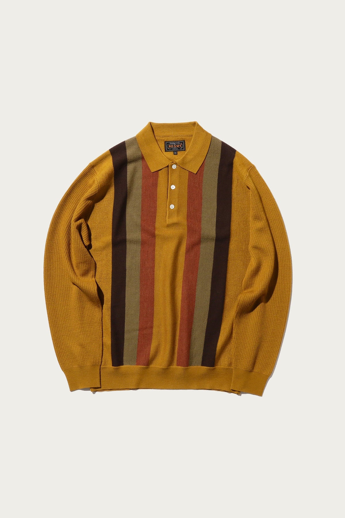 Striped Knit Polo - Mustard - 1