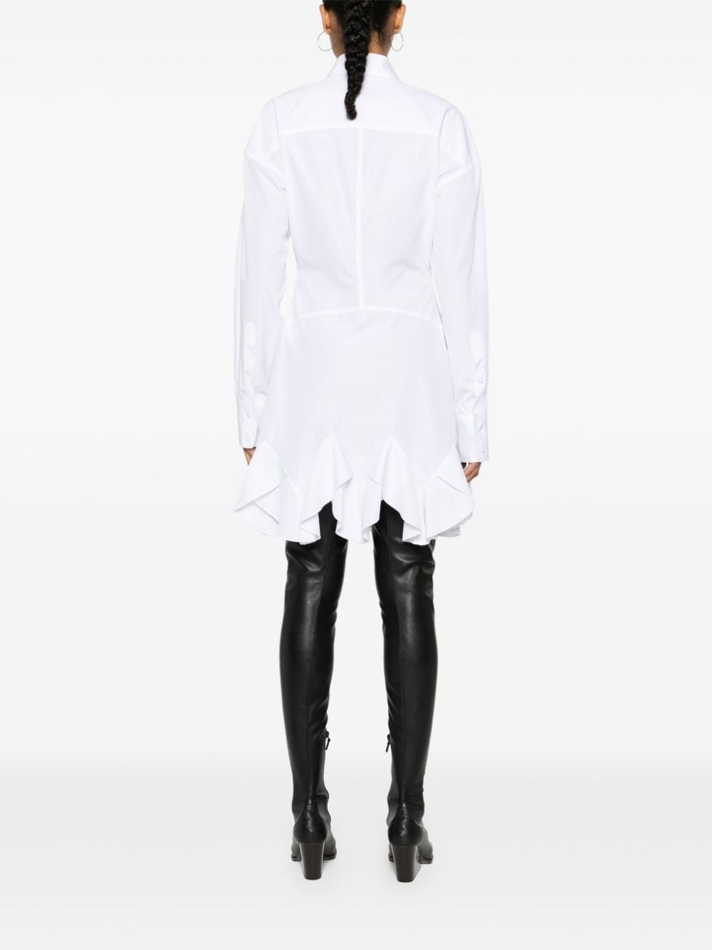 logo-embroidered poplin mini dress - 4