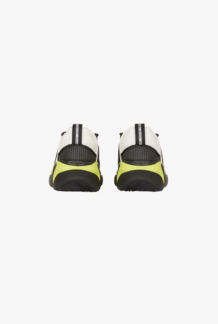 White, black and yellow gummy leather and mesh B-Runner sneakers - 3