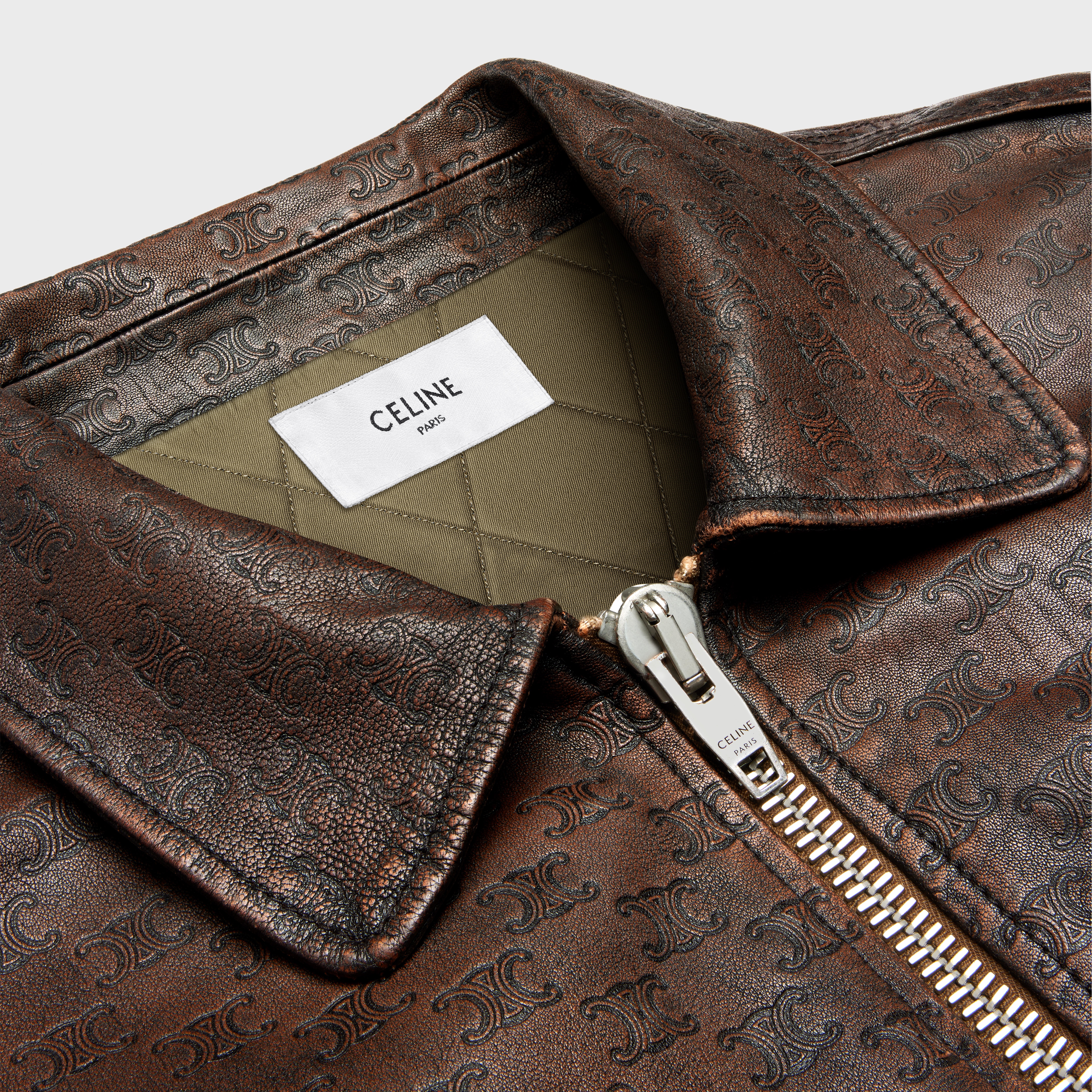 aviator blouson jacket in embossed lambskin - 3