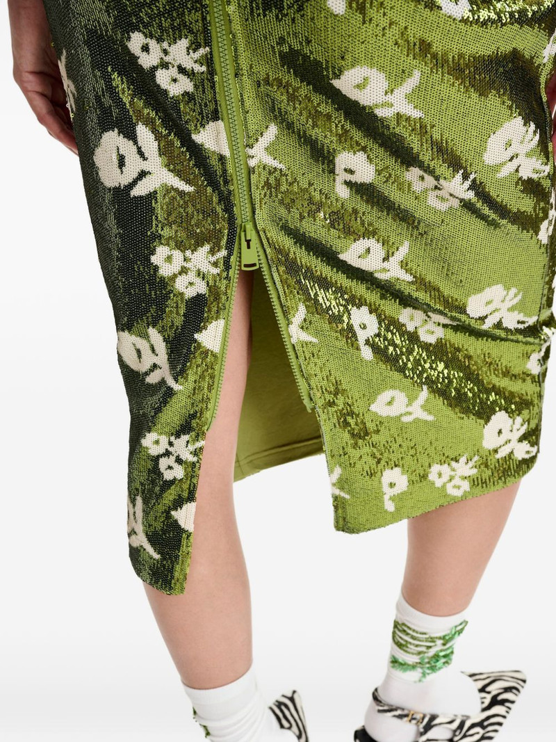 sequin-embellished floral-detail midi skirt 6