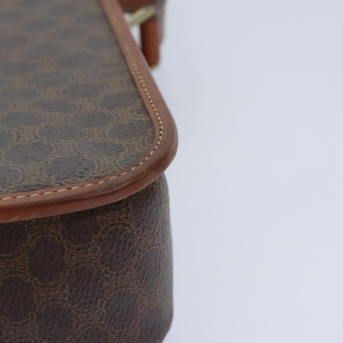 CELINE Macadam Canvas Circle Shoulder Bag Pvc Leather Brown Gold - 8