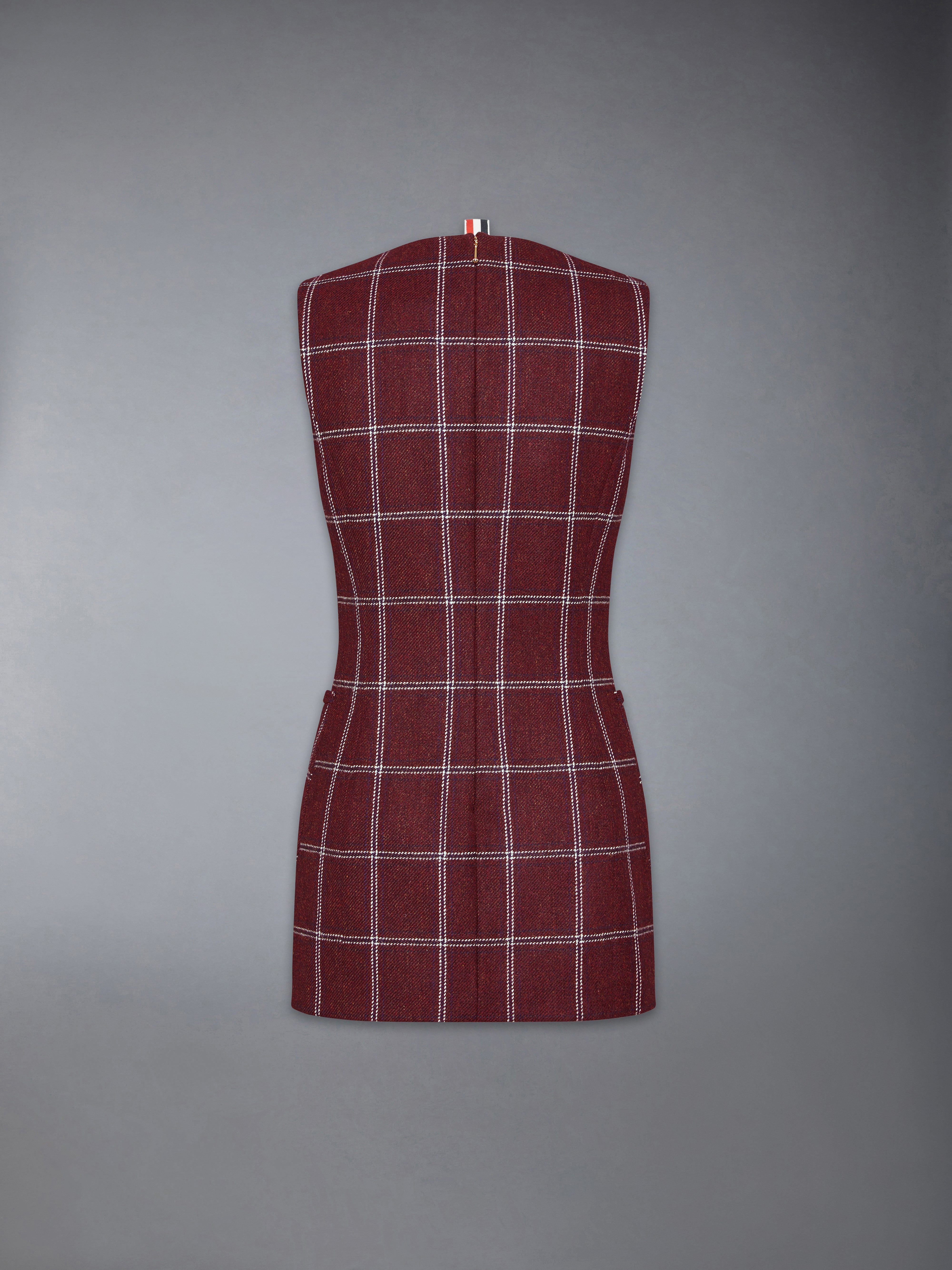 WINDOWPANE HUNTING TWEED MINI PENCIL DRESS - 7