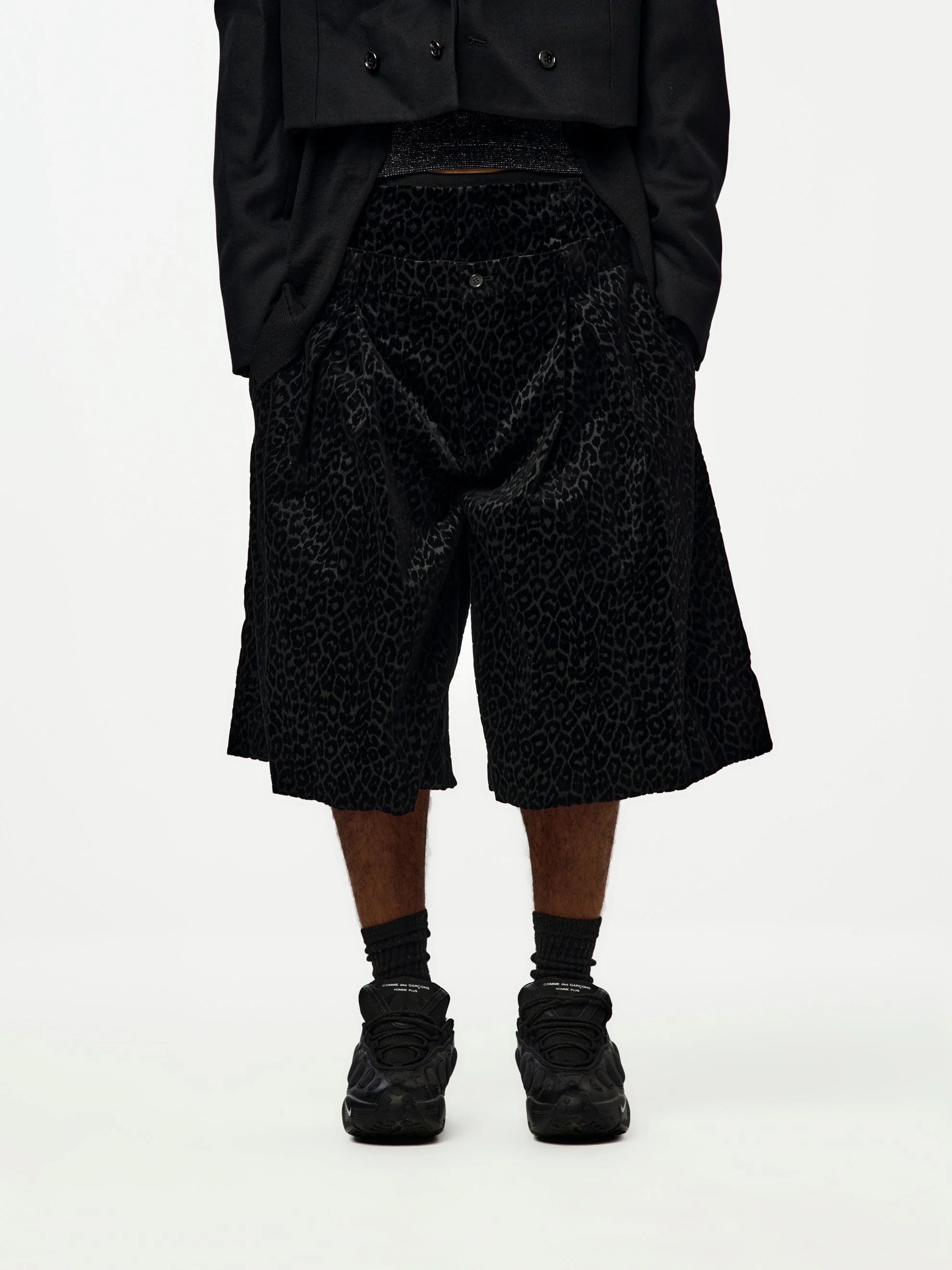 COMME DES GARCONS HOMME PLUS LEOPARD PRINT SHORTS PR-P031-051 (BLACK) - 1