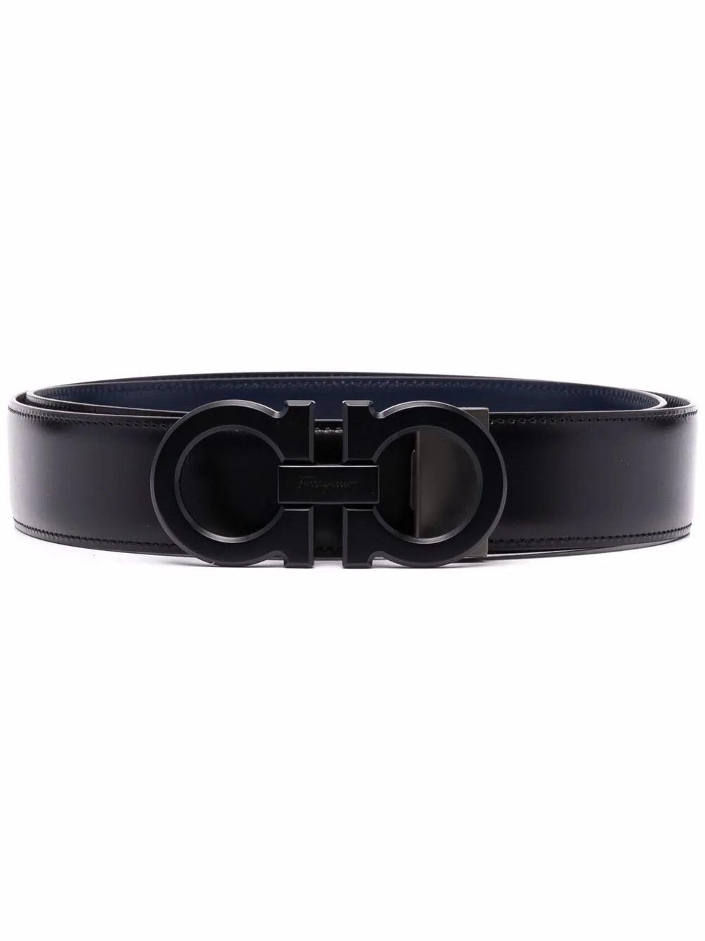 logo-buckle leather belt - 1