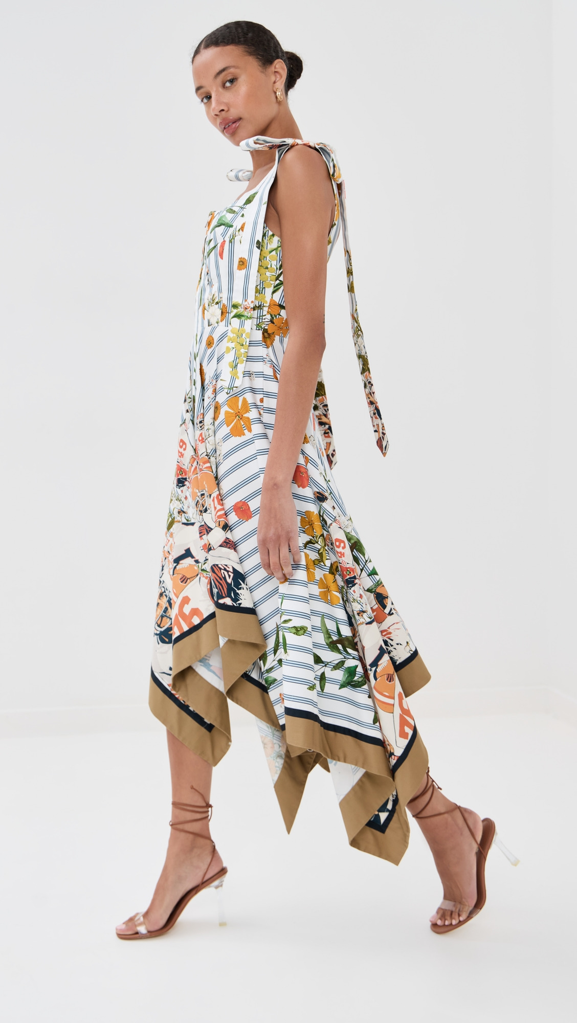 Shoulder Ties Printed Midi Dress - 3