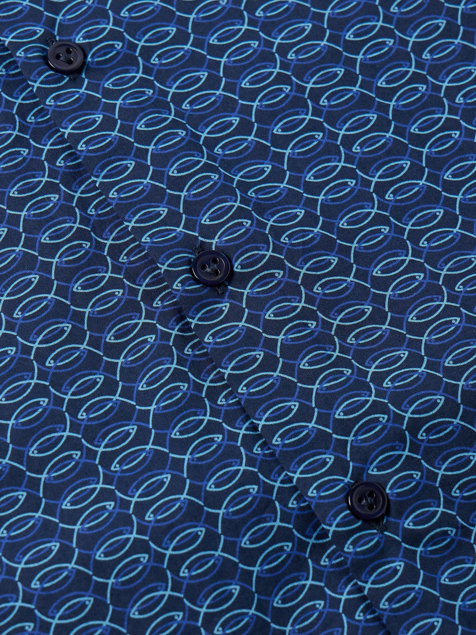 Caracal Printed Organic Cotton-Voile Shirt Blue - 5
