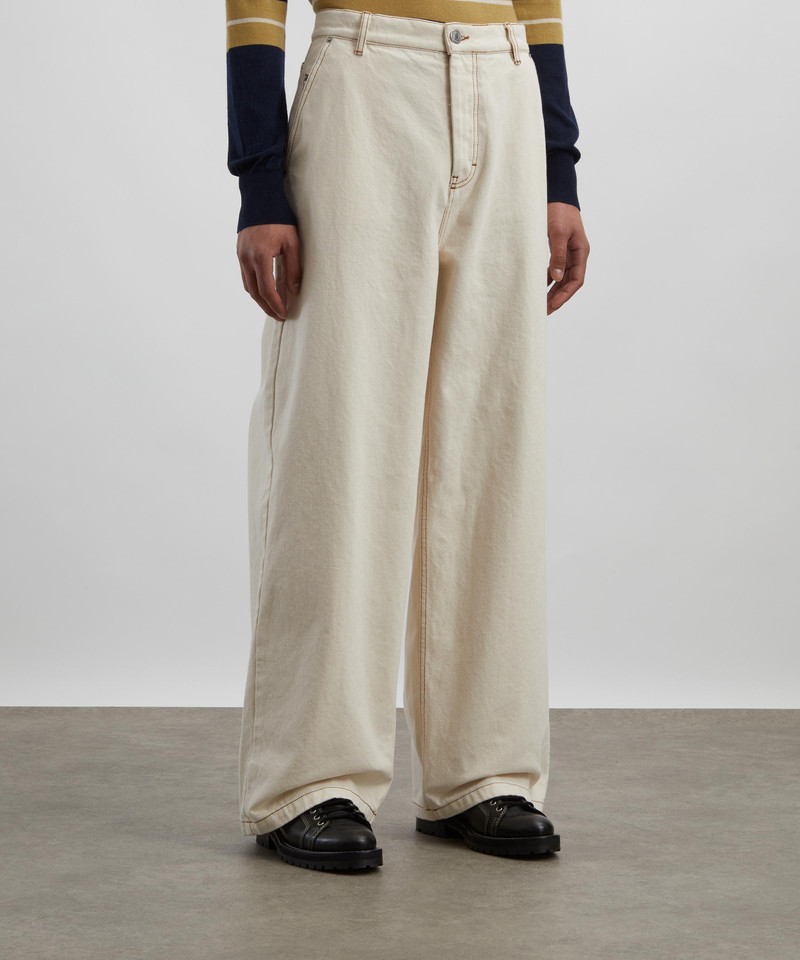 AMI Paris White Cream Wide Fit Jeans outlook