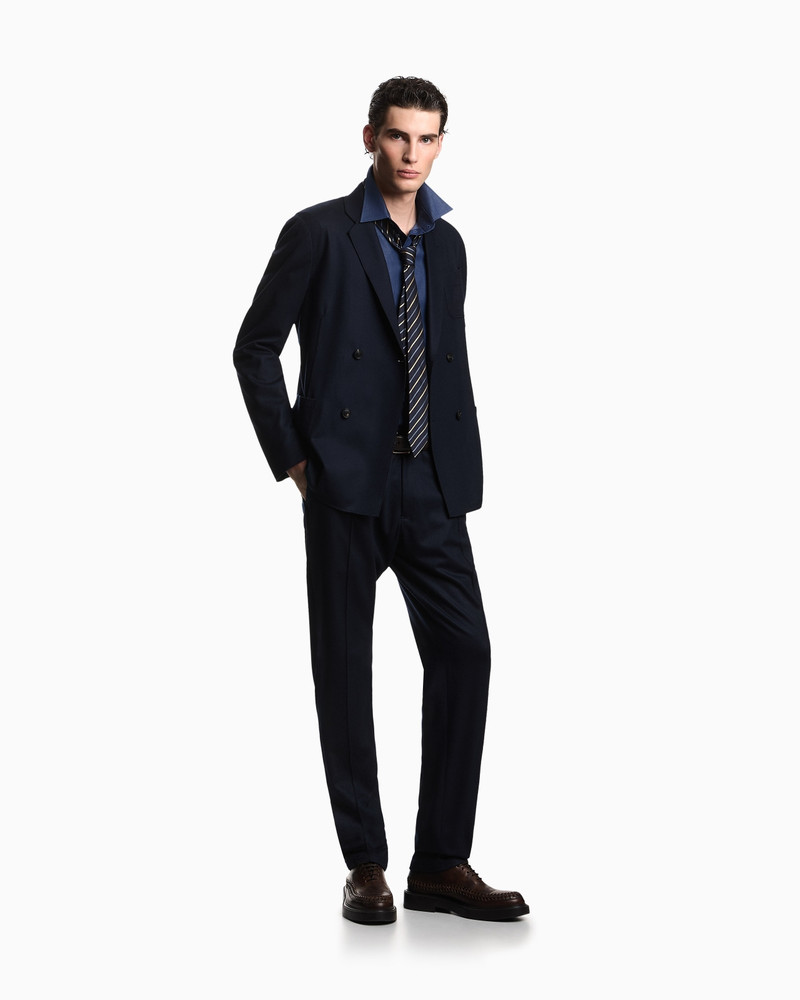 TROUSERS WITH RIBBING IN ULTRA-LIGHTWEIGHT COMPACT WOOL JERSEY 2
