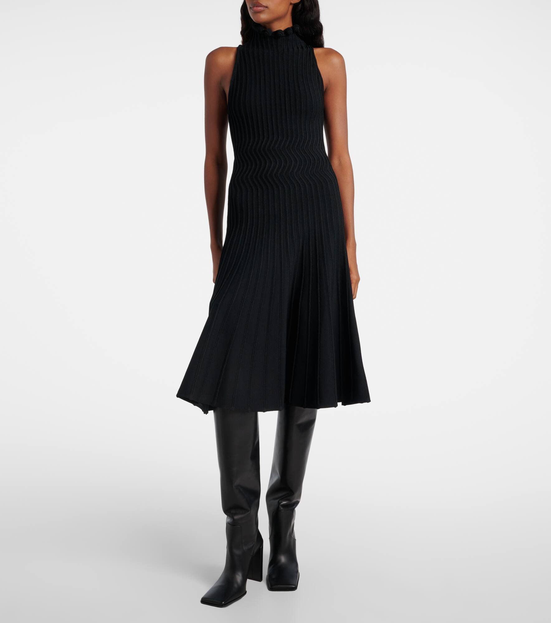 Ribbed-knit turtleneck midi dress - 2