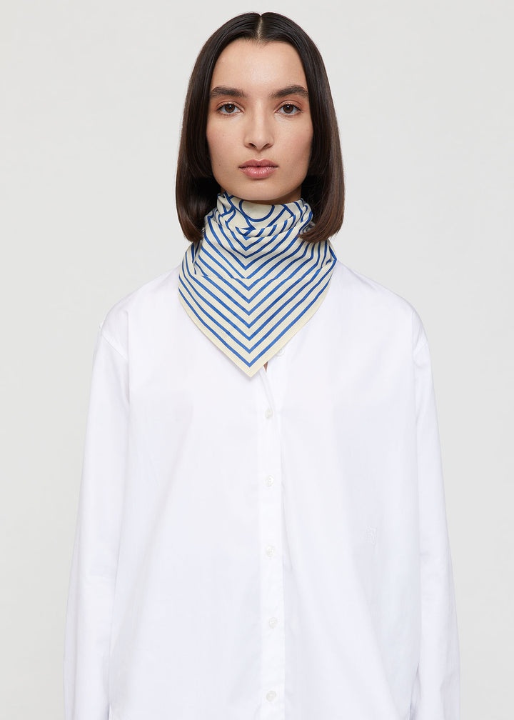 Signature monogram silk cotton scarf cobalt - 3