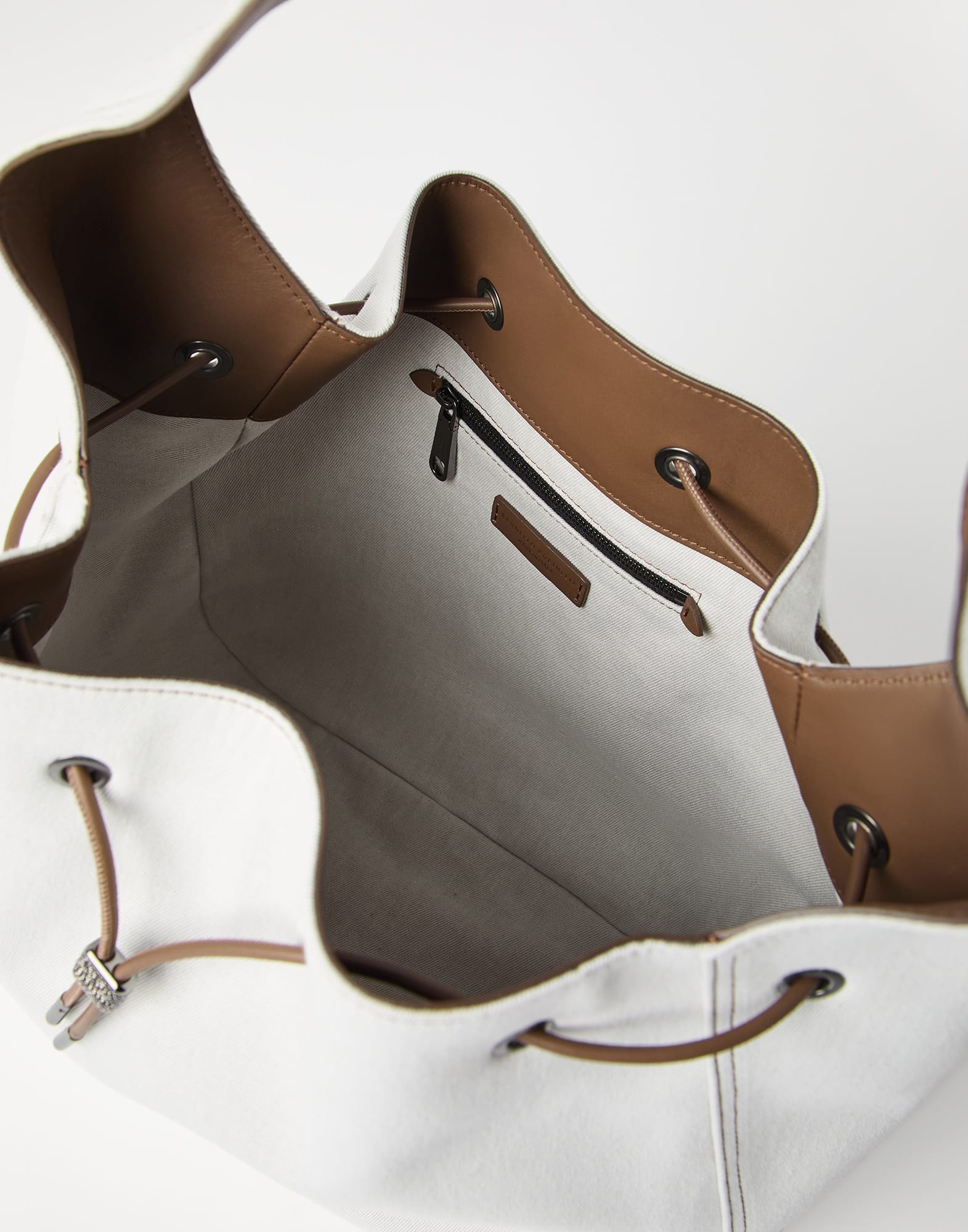 BC Duo bucket bag in cotton and linen gabardine with monili - 5