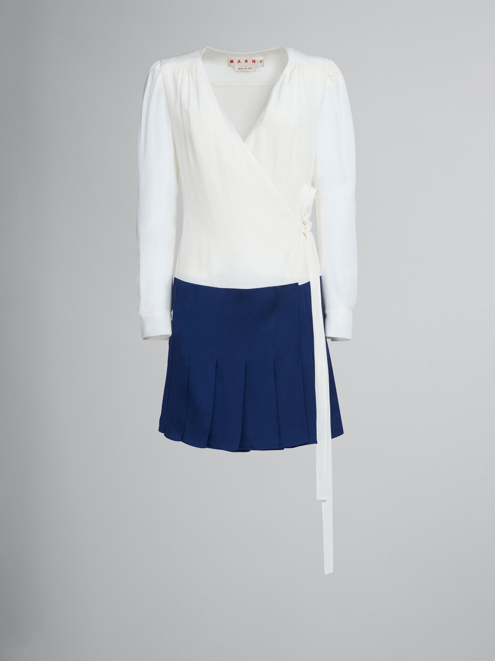 WHITE SILK WRAP DRESS - 1