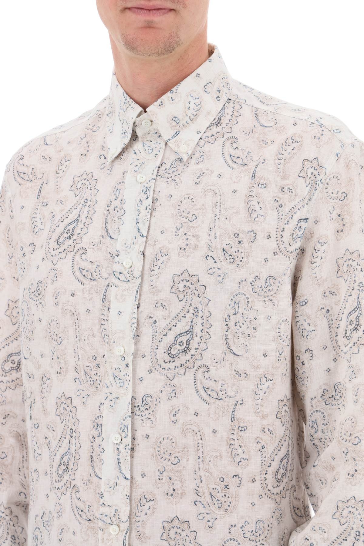 Linen Shirt With Paisley Pattern - 2
