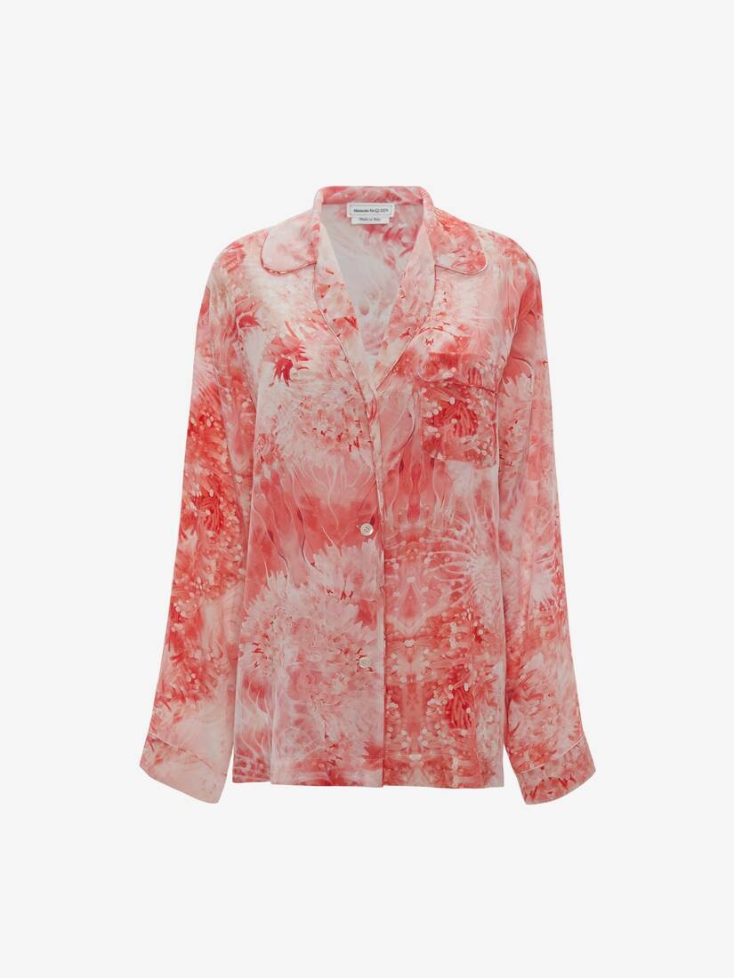 Sea Coral Pyjama Shirt in Coral - 1
